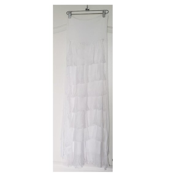White Italian Silk Skirt with ruffles cascading BNWT - Picture 3 of 6